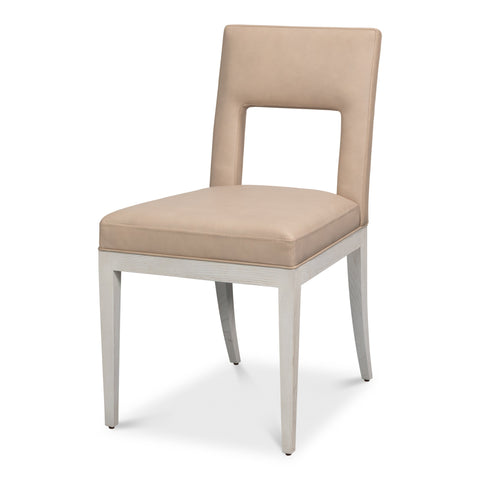 Keyhole Back Leather Dining Chairs, Set of 2