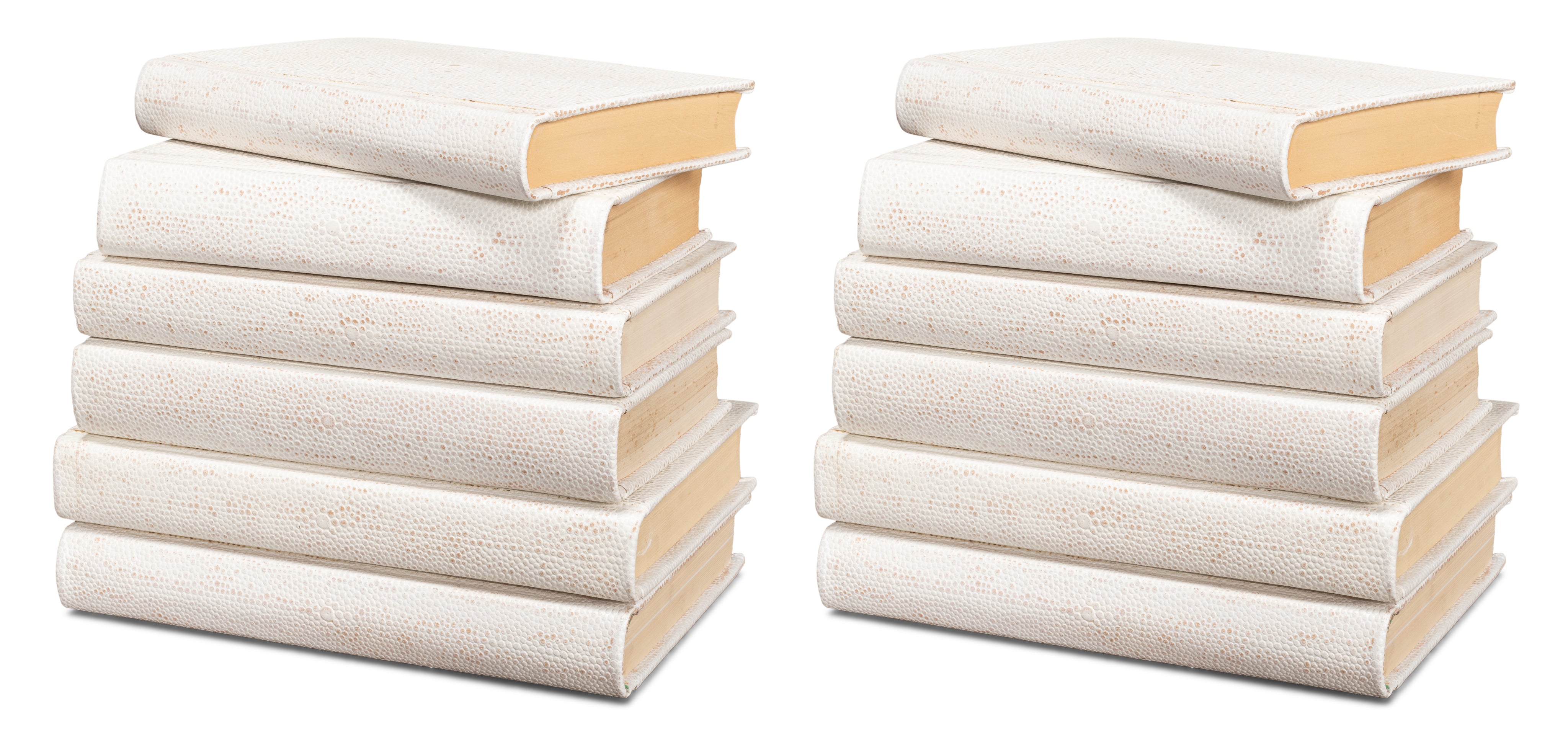 Ivory Book Set in Shagreen-Embossed Leather, Set of 12