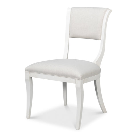 Klismos Dining Chairs in White with Cream Seats, Sets of 2