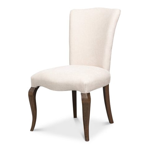 Louis XV Dining Chairs in Cream with Dark Brown Legs, Sets of 2
