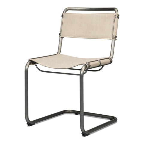 Cantilever Dining Chairs in Canvas and Steel, Sets of 2