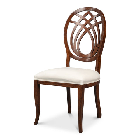 Neoclassical Dining Chairs, Ribbon Backs in Walnut, Sets of 2