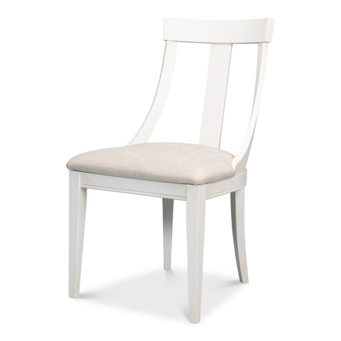 Deco Klismos Dining Chairs in White with Cream Seats, Sets of 2