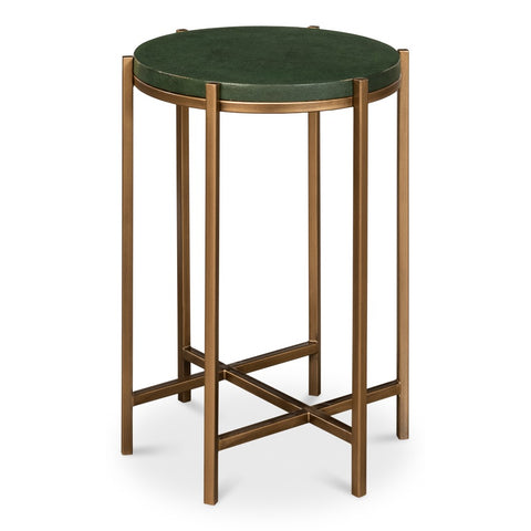 Deco Accent Table in Green Shagreen and Antiqued Gold