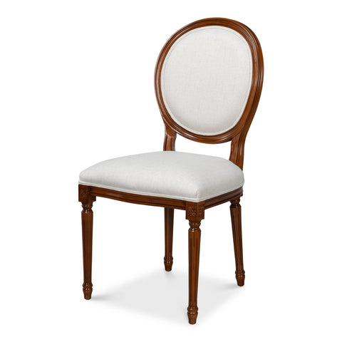 Louis XVI Dining Chairs with Oval Backs in Walnut, Sets of 2