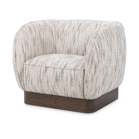 Swivel Accent Chair with Wood Base in Cocoa Cream