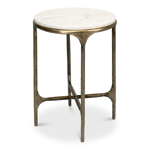 White Marble Martini Table on Brass Legs