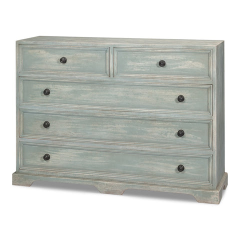 Gustavian-Style Chest of Drawers in Blue-Grey, 60 Inches