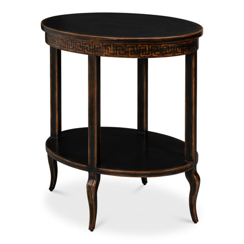 Regency Two-Tier Oval Table in Ebony and Gilt