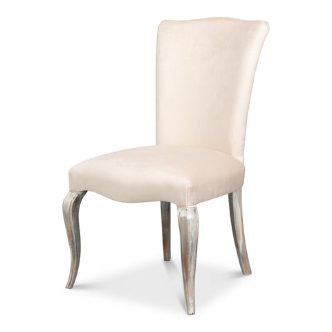 Louis XV Dining Chairs in Cream with Silvered Legs, Sets of 2