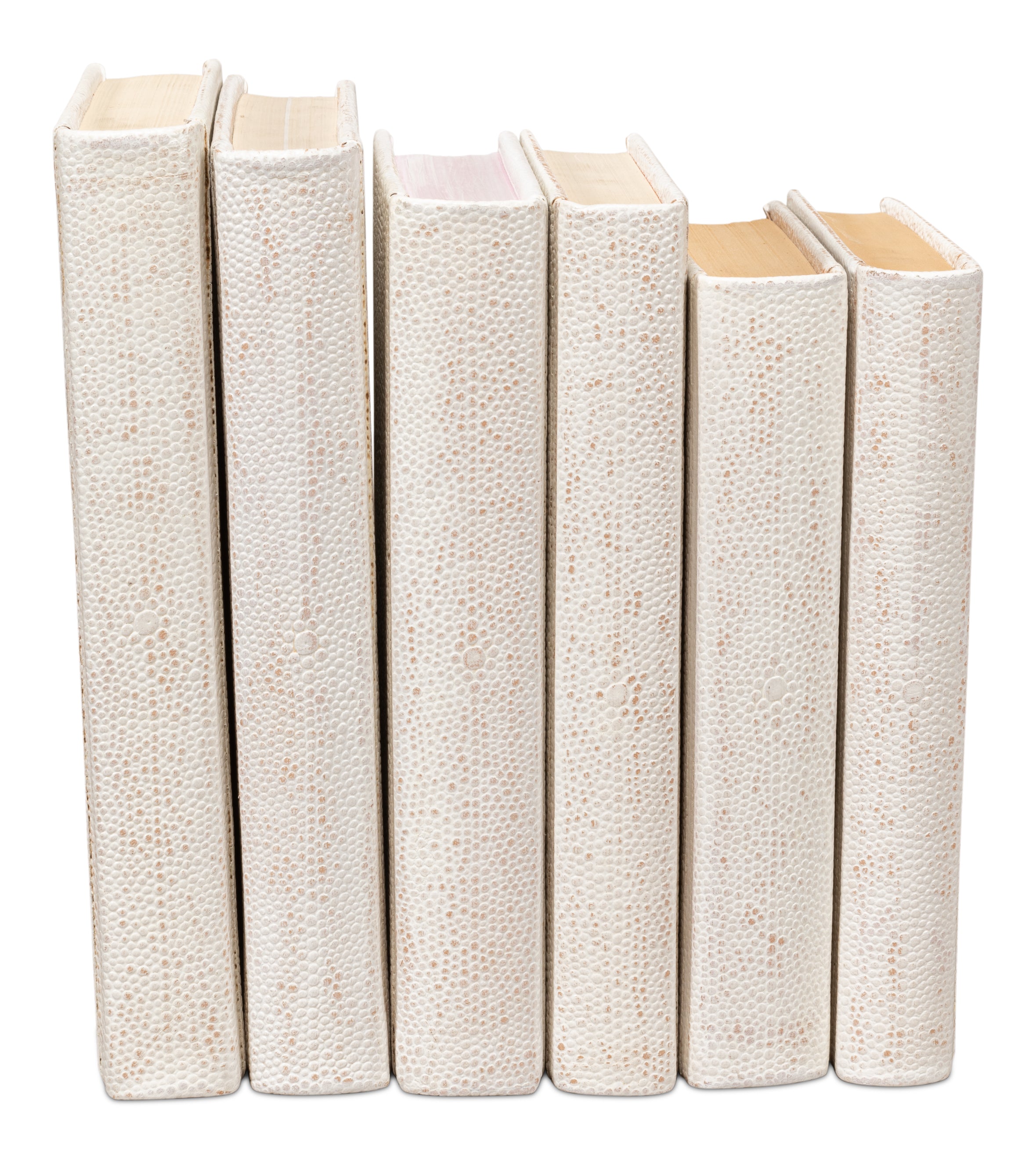 Ivory Book Set in Shagreen-Embossed Leather, Set of 12 - view 3