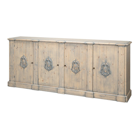 French Provincial Wall Cabinet with Carved Crest Medallions