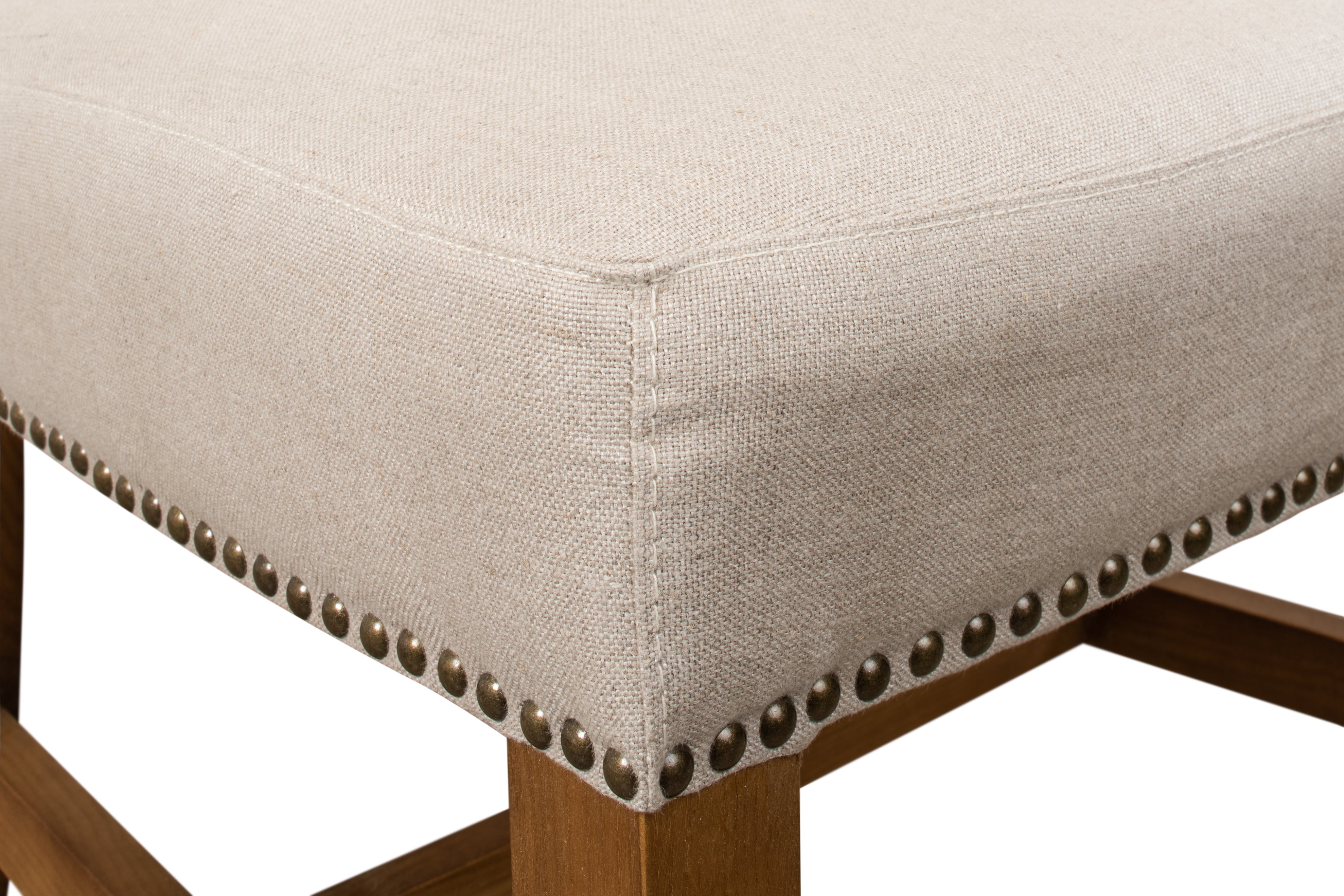 Wingback Dining Chairs in Beige Linen with Nailheads, Sets of 2 - view 10