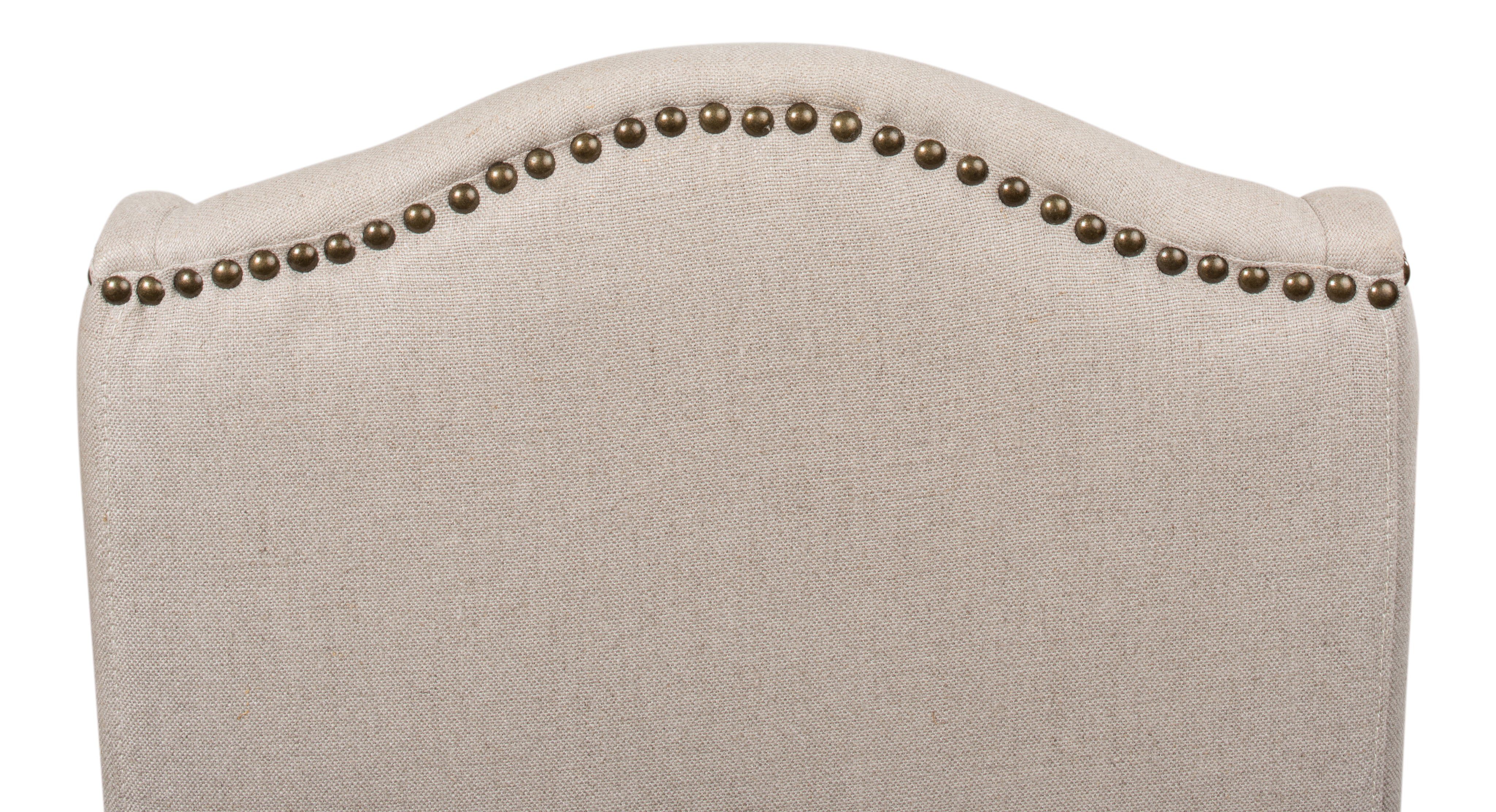 Wingback Dining Chairs in Beige Linen with Nailheads, Sets of 2 - view 7