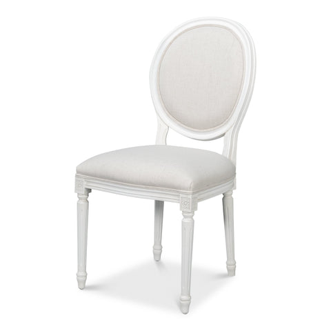 Louis XVI Dining Chairs in White with Cream Seats, Sets of 2