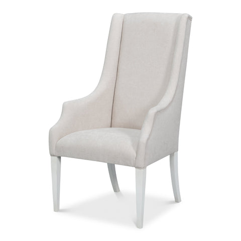 Upholstered Host Dining Chair in Ivory Chenille