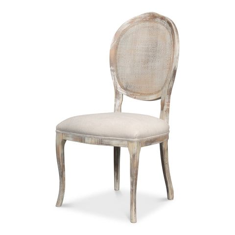 Cane Back Dining Chairs in Gray Oak with Taupe Seats, Sets of 2