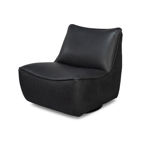 Black Leather Swivel Slipper Chair