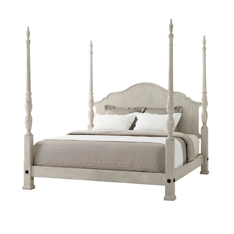 Carved 'Limestone' Painted Four Poster King Size Bed