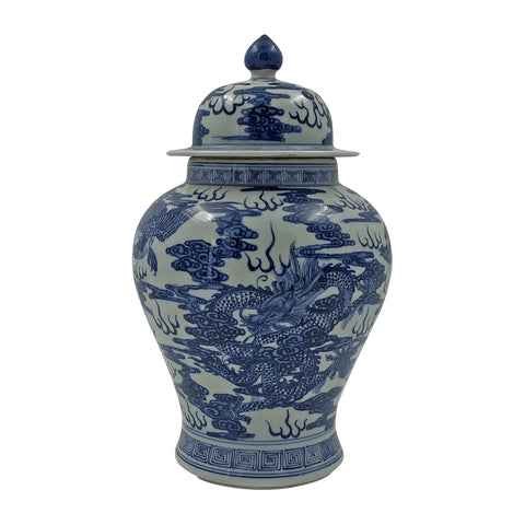 Chinese Blue and White Dragon Ginger Jar