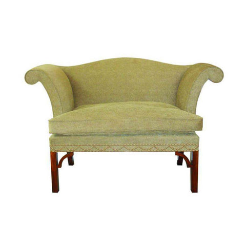 Chippendale Sofa with Camel Back and Roll Arms