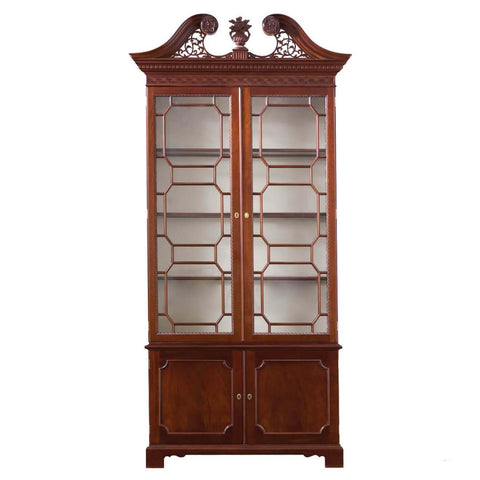 Chippendale Style Scroll Top Bookcase