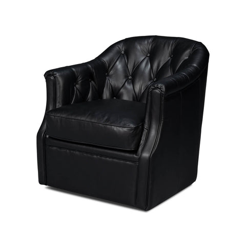 Classic Tufted Black Leather Armchair