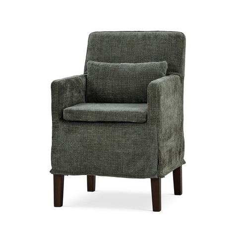 Coastal Slipcovered Dining Armchair - Green Upholstery