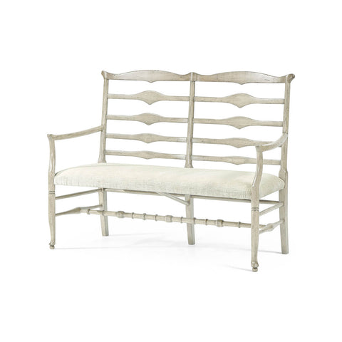 Country Ladder Back Whitewash Bench
