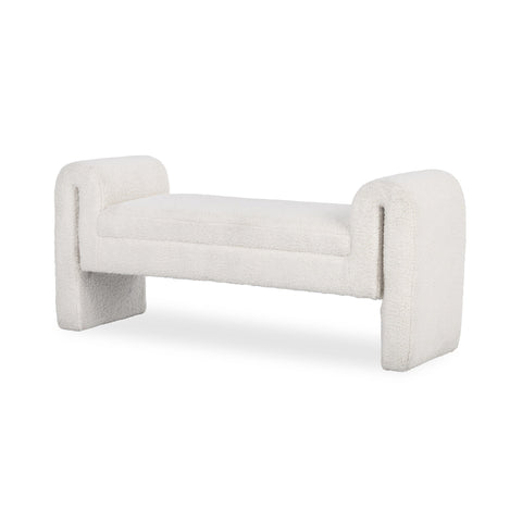 Textured Upholstered Bench with Rounded Ends