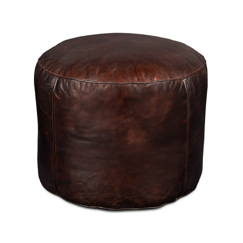 Dark Brown Round Leather Stool