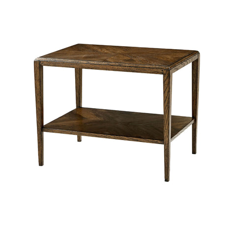 Dark Rustic Oak Two-Tier Side Table