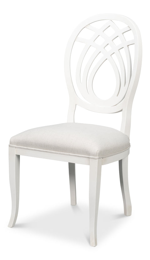 Neoclassical Dining Chairs with Ribbon Backs in White, Sets of 2