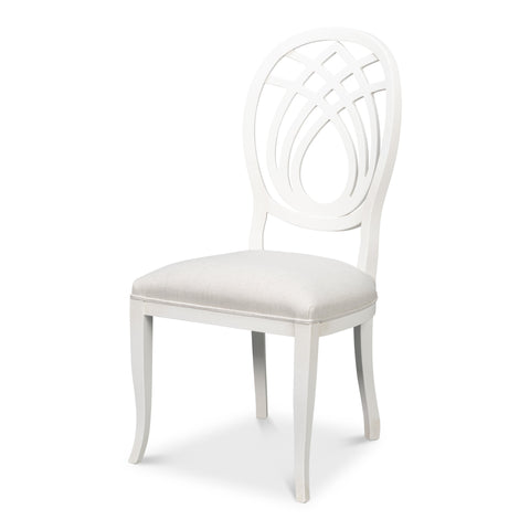 Neoclassical Dining Chairs with Ribbon Backs in White, Sets of 2