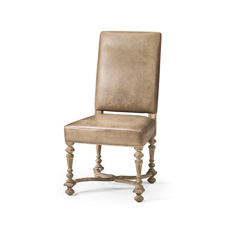 Early English Leather Upholstered Side Chair
