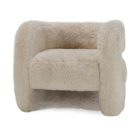 Faux Fur Upholstered Accent Chair in Sand