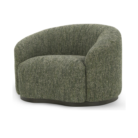 Swivel Accent Chair with Curved Back in Antique Green