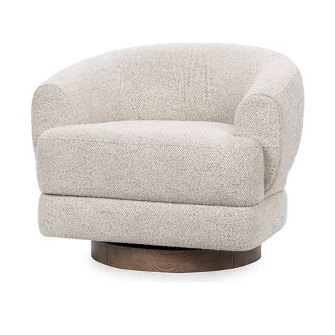 Swivel Accent Chair with Rolled Back in Dusty Beige
