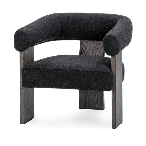 Upholstered Accent Chair with Curved Back in Charcoal