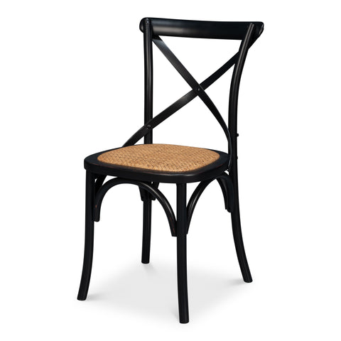Bistro Dining Chairs in Black Bentwood with Cane Seats, Sets of 2