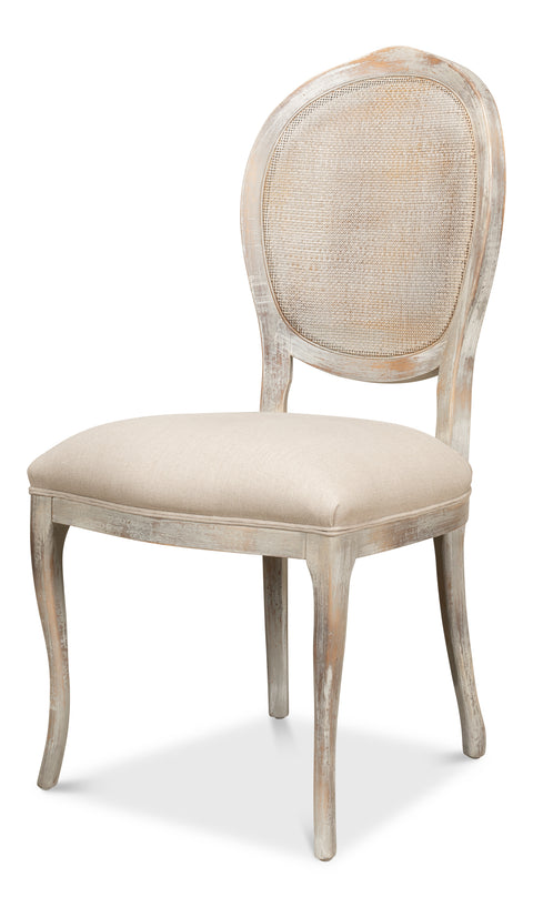 Louis XV Cane Back Dining Chairs in Gray Oak, Sets of 2
