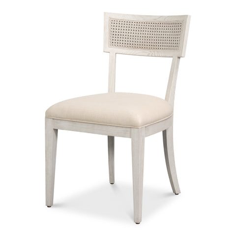 Swedish Klismos Cane Back Dining Chairs in White, Sets of 2