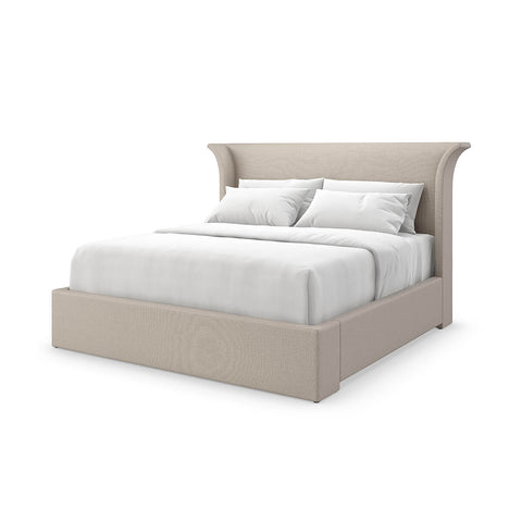 Flared Modern Fully Upholstered King Bed - Oatmeal