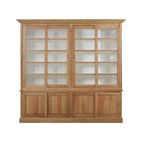 French Provincial Bookcase with Sliding Doors