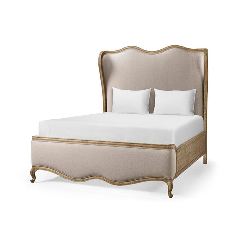 French Provincial Upholstered Oak Bed - Queen