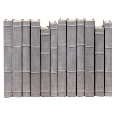 Gray Book Set of 12 in Linen, Raised Spine Bands