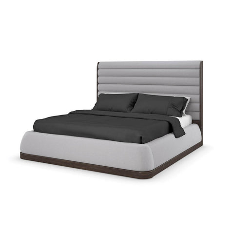 Gray Channeled King Bed