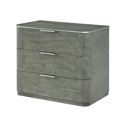 Grey Art Deco Nightstand with Drawers