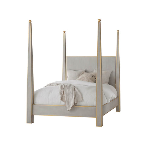 Gustavian Grey Painted Four Poster Bed