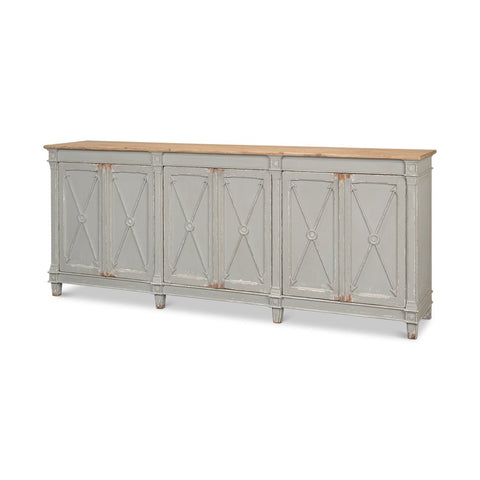 Long Directoire Style Antiqued Gray Buffet